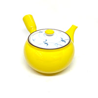 Kyusu Japanese Teapot -  Yellow with Blue and White Porcelain Lid - 350ml