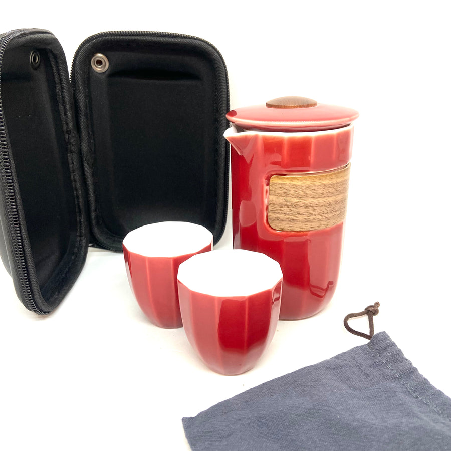 Ceramic Travel set- Three Pieces - Red - 200ml