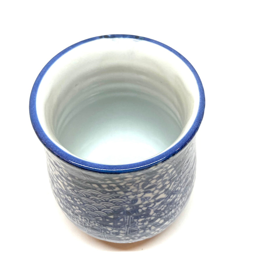 Japanese Tea Cup - Sometsuke - Blue and White Patchwork