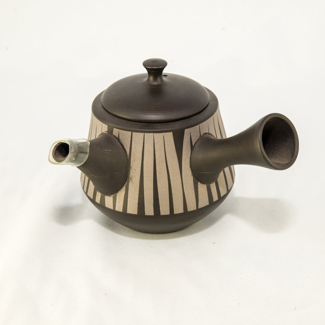 Tokoname / Kyusu Japanese Teapot - Vert. Stripes 17